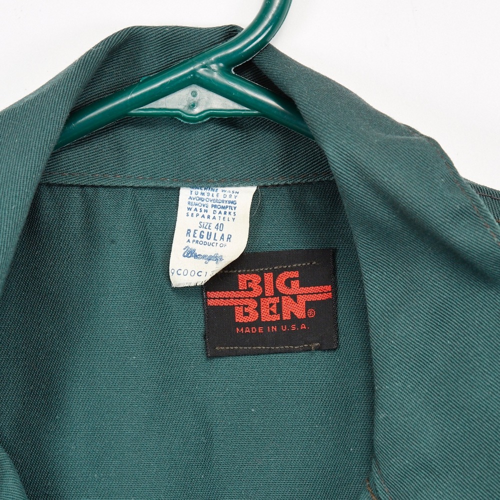 Vintage Big Ben Wrangler Coveralls Men 40 Reg Green Canvas Mechanic USA - Picture 2 of 16